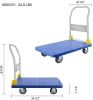 YSSOA Platform Truck with 880lb Weight Capacity and 360 Degree Swivel Wheels, Foldable Push Hand Cart for Loading and Storage, Blue