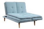 ACME Savilla Adjustable Sofa, Blue Linen & Oak Finish 57162