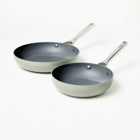 2pk (8" & 10") Aluminum Nonstick Frypan Set (Color: Sage Green)